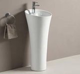 Nexa Bathware Ceramic Designer Primium One Piece Pedestal Wash Basin Free Standing Impoarted Ceramic Wash Basin (15 X 15 X 34 INCH) belmone