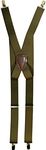 Vittorio Farina Adjustable Clip End Suspenders, Elastic Y-Back Suspenders (Olive/Gold)