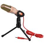 Fosa Computer Recording Microphone with 3.5mm Jack, Professional Stereo Studio Condenser Sound MIC with Tripod Stand for MacBook PC Laptop Computer Skype MSN QQ (Gold)