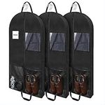 Belinlen 3pack 43" Garment Bags for Travel Hanging Clothes Suit Bag with 4" Gussetes for Cover Clothes Protection Suit Garment Bag with 2 Mesh Pockets and 2 Carry Handles (Black)