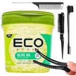 Styling Gel Bundle – Eco Styler Gel & Edge Control Set | Perfect Curl & Slick Back Hair Gel for Women | 3pc Brush + 2 Duck Bill Clips | Aloe Vera Organic Hold for Curly Hair, Braids & Edges