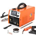 HITBOX MIG Welder Machine 3 in 1, 140A Multifunction Gasless/Lift TIG/Stick Welding Machine, 110V Portable Synergic Control Flux Core Welder, Wire Feed IGBT Inverter Welders with LCD Display(HBM200)