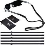 5 Pack Sports Eyeglasses Holder Strap Sunglasses Lanyard Cotton Neck Cord Retainer of Mini Tree (Black)