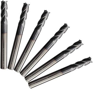 6 Pcs 1/4" Carbide Square End Mill, 4-Flute TIALN Coated CNC Mill Bits for Steel, Alloy Steels, Hardened Steel, End Mills for Precision Milling Tasks, DIYers & Professionals