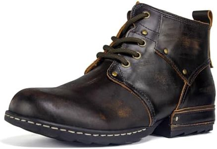 Psanfawq Mens Dress Boots Casual Oxfords Ankle Lace up Shoes Fashion Leather Chukka Business Boot Dark Brown size 9 AF001-2