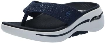 Skechers Women's Go Walk Arch Fit Weekender Sandal, 10,11,12,5,6,7,8,9 M Adult, Navy White, 11 US