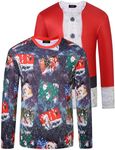SSLR-Mens-Christmas-Shirt-Funny Xmas Holiday Ugly Tee Shirt Crewneck Lightweight Causal (Medium, Red and Red White)