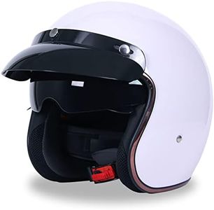 Open Face Motorcycle Helmet DOT Approved Half Casco Fit Men Women ATV Moped Scooter (Medium, White)