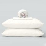 GOKOTTA California King Bed Sheets 4 Piece Set, 100% Rayon Made from Bamboo, 16 inch Pockets, Super Soft Cooling Luxury and Silky Bamboo Sheets for Hot Sleeper (Cream White, Cal King)