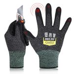 DEX FIT Level 5 Cut Resistant Gloves Cru553, 3D-Comfort Fit, Grip, Thin & Light, Touchscreen, Breathable, Washable: 3 Pairs (Blackgrey, Medium (3 Pairs))