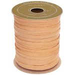 HAMUIERS Raffia Ribbon for Gift Wrapping, Packing Paper Twine, Craft Ribbon Raffia Yarn for Crochet - 1/4'' Wide, 100 Yards, Kraft