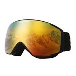 OUTDOORSPARTA Kids Ski Goggles (black frame, coated gold lens)