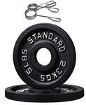 Signature Fitness Olympic 2-Inch Cast Iron Plate Weight Plate for Strength Training and Weightlifting, Style #1, 5LB Pair