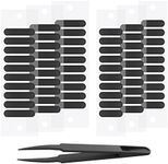 eMagTech 60PCS Mobile Phone Speaker Net Stickers Dustproof Protector with Tweezer Compatible with Android Smartphone Charging Port Mesh Sticker 30PCS Short & 30PCS Long Black