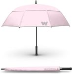 Weatherman Umbrella - Stick Umbrella - Windproof Umbrella Resists Up to 55 MPH Winds (Pink)