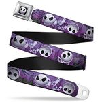 Buckle-Down Seatbelt Belt - Jack Expressions/Ghosts in Cemetery Purples/Grays/White - 1.5" Wide - 24-38 Inches in Length