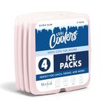 Cool Coolers by Fit & Fresh Slim Ice Packs, Quick Freeze Reusable Ice Packs for Lunch Boxes & Coolers, Long-Lasting, Space Saving, Light Pink, 4Pk