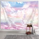 Pink Cloud Wall Tapestry for Girls Bedroom Aesthetic Decor, Abstract Colorful Sky Clouds Natural Landscape Tapestry Wall Art Hanging for College Dorm Home Girly Teen Party Backdrops