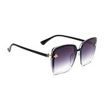 Dervin Women's Square UV Protected Sunglasses Black Frame Black Lens (Large)-Pack of 1