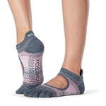 ToeSox Full Toe Bellarina Grip Socks – 5-Toe Design, Non-Slip Socks, Natural Toe Movement, Pilates Socks, Yoga Socks, Toe Socks for Dance, Barre & Ballet, Echo, Medium