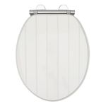 AQUALONA® Premium Tongue and Groove Soft Close Toilet Seat - Moulded Wood - Stainless Steel Slow Close Hinges - Wipe Clean - Contemporary Design - Durable (White Tongue and Groove Toilet Seat)