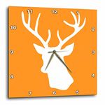 3dRose White Stag Head Silhouette on Orange-Country Deer with Antlers-Wall Clock, 13 x 13-inch (DPP_179701_2), Varies