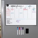 Cinch! Magnetic Dry Erase Weekly Calendar Whiteboard for Fridge - 19x13-Inch Magnetic Weekly Planner for Fridge with 4 Fine Tip Markers and Eraser - Stain Resistant Weekly Planner for Easy Scheduling