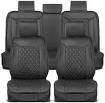 MotorBox Seat Covers for Toyota Tacoma 2005-2023 Prestige Edition Faux Leather Charcoal Gray/Black Car Seat Covers Diamond Stitched Cushioned Seat Protectors Full Set