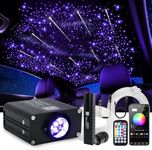 Car Starlight Headliner Kit, Shooting Stars + Twinkle + Sound Activate RGBW Fiber Optic Lights with Bluetooth APP & Remote Control, 500 pcs*0.03in*9.8ft, Star Lights for Car Decor