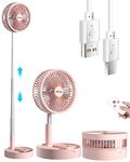 AICase Stand Fan,Folding Portable Telescopic Floor/USB Desk Fan with 10800mAh Rechargeable Battery,4 Speeds Super Quiet Adjustable Height and Head Great for Office Home Outdoor Camping-pink