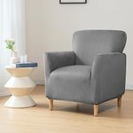 MINGPINHUIUS Banquet Luxury Armchair Slipcovers: Latest Velvet 1Piece Chair Slipcover High Stretch Nonslip Solid Color Arm Chair Cover for Office Reception Reading Sofa (Dark Gray)