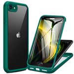 Miracase iPhone SE 2022/2020/8 Case - Full-Body Rugged Clear Bumper with Built-in Glass Screen Protector, Dark Green