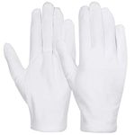 anezus 12 Pairs Cotton Gloves for Dry Hands, White Cotton Gloves Cloth Serving Gloves for Eczema Moisturizing Dry Hands Jewelry Silver Archival Costume Inspection, Medium Size