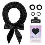 Hair Curlers No Heat Curling Rod Headband, 70" Long Soft Hair Curler to Sleep In Overnight Curls, No Heat Curl Headband Ribbon Wrap for Women Long Hair, 6 PCS Hair Rollers Curling Set -Black