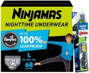 Pampers Ninjamas + Oral-B Toothbrush, Nighttime Training Pants Boys, 68 Count, Size L & Oral-B Kids Power Kid's Toothbrush, Avengers