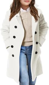 Girls Coat Double Breasted Notched Collar Wool Blend Long Trench Coat Winter Warm Peacoat Dress Coat with Pockets