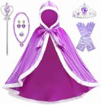 Princess Cape Set Dress up Costume for Girls Party Cosplay Fur Hooded Cloak