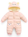 Happy Cherry Baby Infant Toddler Jumpsuit Snowsuit Cartoon Hooded Romper Footie Pajamas Pink