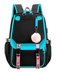 SellerFun Teenage Girls' Backpack Middle School Students Bookbag Outdoor Daypack With USB charge Port (21 Liters, 4# Light Blue)