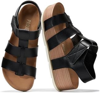 Project Cloud Platform Sandals Women - Comfortable Memory Foam Insole Ladies Wedges - Non Slip & Lightweight Strap Wedge Sandals for Women 2025 (PHASED,BLK, 9)