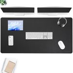 AROPANA Vegan Leather Desk Mat 120x60cm | Large Reversible Mouse Pad & Computer Table Protector | Dual-Side Waterproof Extended Laptop Pad with Edge-Stitched Design (Black and Grey)