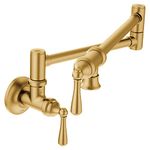 Moen S664BG Traditional Wall Mount Swing Arm Folding Pot Filler Kitchen Faucet, Brushed Gold