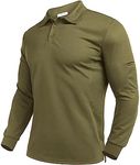 Deyeek Long Sleeve Polo Shirts for Men 3 Button Quick Dry Performance Tactical Shirts UPF 50+ Pique Jersey Golf Shirt Army Green