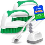 Holikme 7 Pack Deep Cleaning Brush Set，Scrub Brush&Grout and Corner Brush&Scrub Pads with Scraper Tip&Scouring Pads，for Bathroom,Floor, Tub, Shower, Tile, Bathroom and Kitchen Surface（Green）