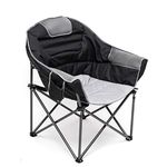 SunnyFeel Oversized Folding Camping Chair, XL Club Saucer Chairs, Comfortable Padded with Cushion, Heavy Duty Portable for Outdoor (Black)