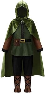 ReliBeauty Kids Archer Costume Boys Girls Hunter Costume with Cape,Green 6-7/130