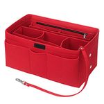 Felt Handbag Organiser, Betoores Bag Organiser Insert Handbag Purse Organiser Bag in Bag Handbag Liner Tote Organiser Bag Pouch,Red - L