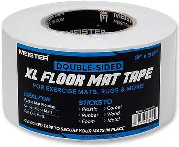 Meister Double-Sided XL Floor Mat Tape - Secures Exercise Mats & Rugs in Place, Transparent, XL Roll - 3in x 30yd (1130FMTXL)