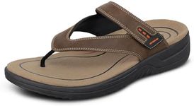 Orthofeet Men's Orthopedic Brown Leather Eldorado Flip-Flop Sandals, Size 7 Wide