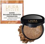 LAURA GELLER NEW YORK Award-Winning Baked Balance-n-Brighten Color Correcting Powder Foundation – Handmade in Italy – Buildable Coverage, Matte Finish – For Mature & Sensitive Skin – 06 Sand